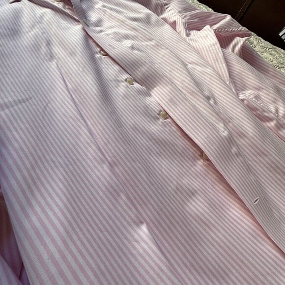 ETON Men's Dress Shirt Pink Striped Cotton Custom Made $450 4XL - Picture 3 of 10